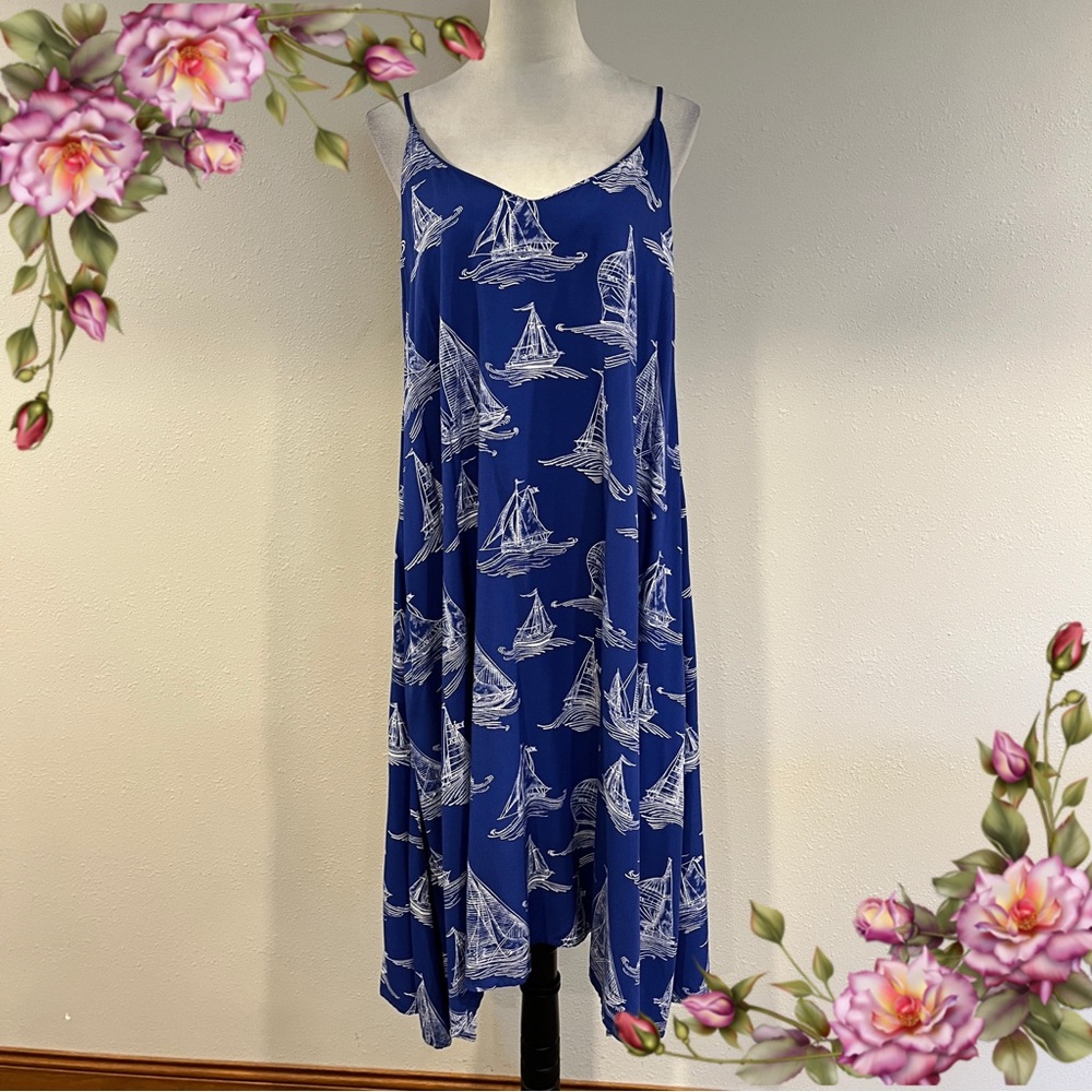 Antibes‎ Blanc Women's Asymmetrical a-line swing Dress with boat print